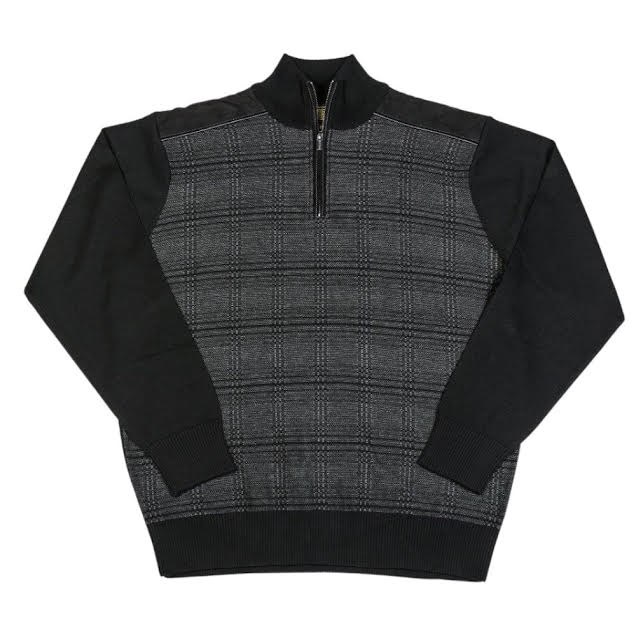 FX FUSION TRIMMED 1/4 ZIP SWEATER - 3 COLOURS, WINE,CHARCOAL, NAVY